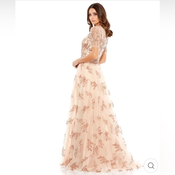 Mac Duggal EMBELLISHED ILLUSION CAP SLEEVE A LINE GOWN size 8 NEW $998 - Picture 6 of 17